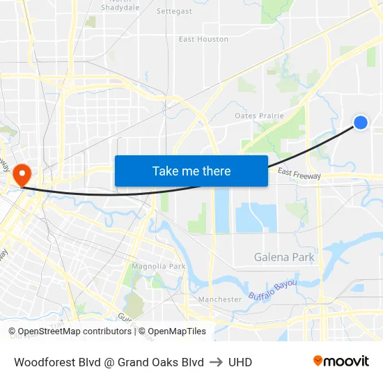 Woodforest Blvd @ Grand Oaks Blvd to UHD map