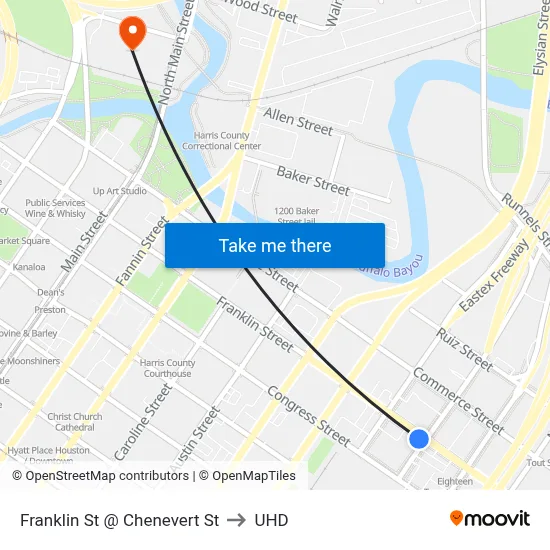 Franklin St @ Chenevert St to UHD map
