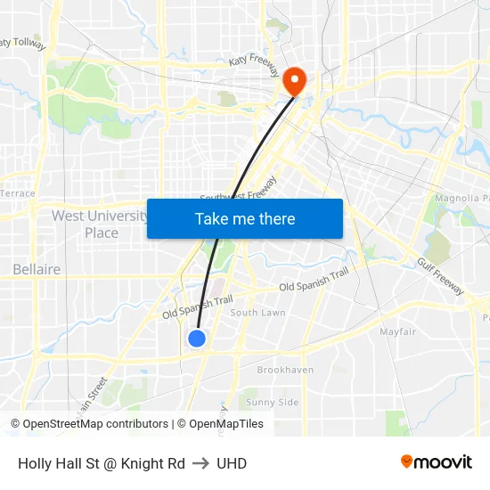Holly Hall St @ Knight Rd to UHD map