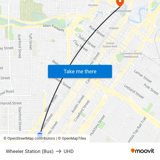 Wheeler Station (Bus) to UHD map