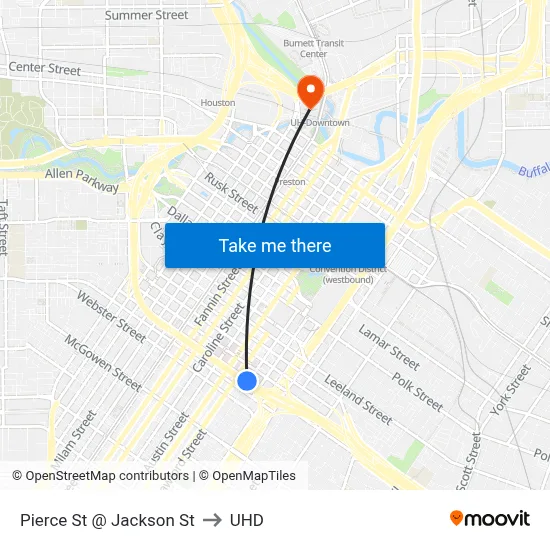 Pierce St @ Jackson St to UHD map
