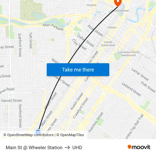 Main St @ Wheeler Station to UHD map