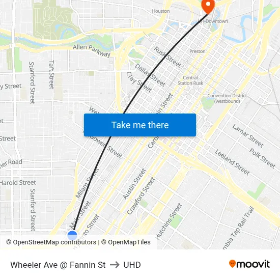 Wheeler Ave @ Fannin St to UHD map