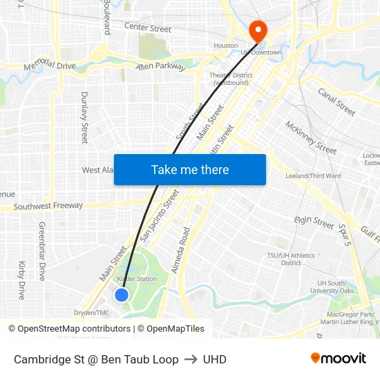 Cambridge St @ Ben Taub Loop to UHD map