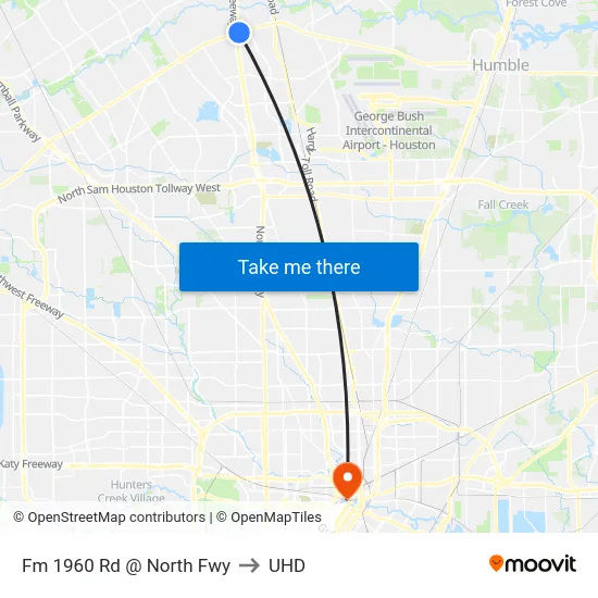 Fm 1960 Rd @ North Fwy to UHD map