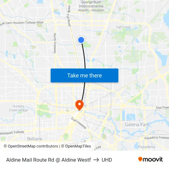 Aldine Mail Route Rd @ Aldine Westf to UHD map