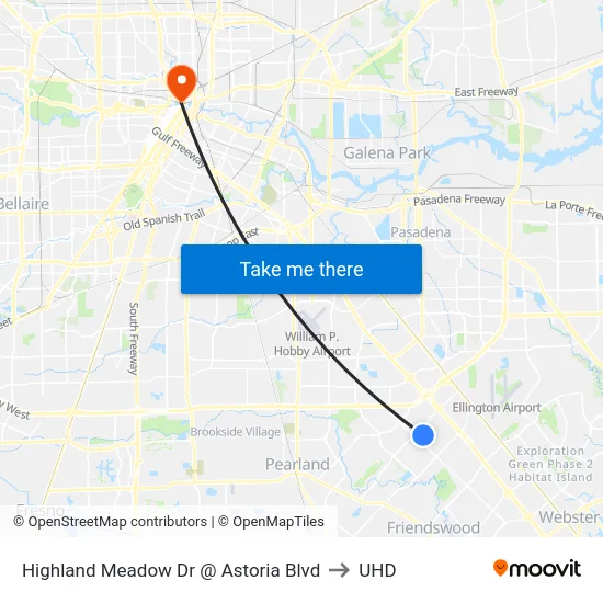 Highland Meadow Dr @ Astoria Blvd to UHD map