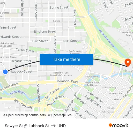 Sawyer St @ Lubbock St to UHD map