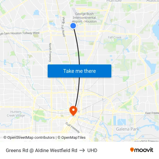 Greens Rd @ Aldine Westfield Rd to UHD map