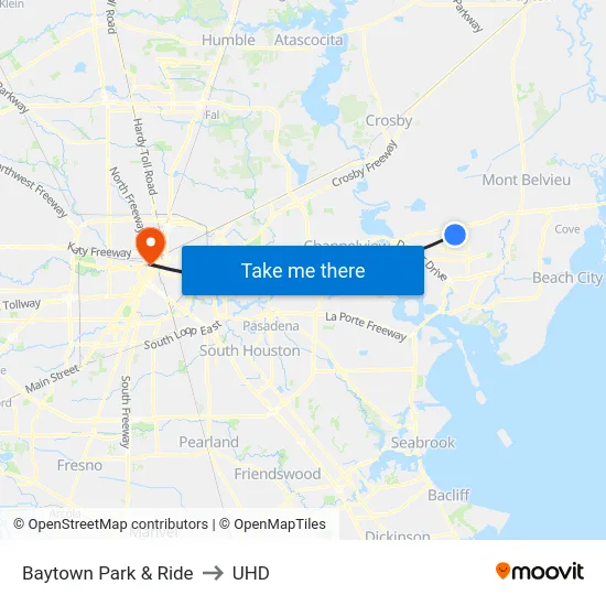 Baytown Park & Ride to UHD map