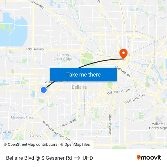 Bellaire Blvd @ S Gessner Rd to UHD map