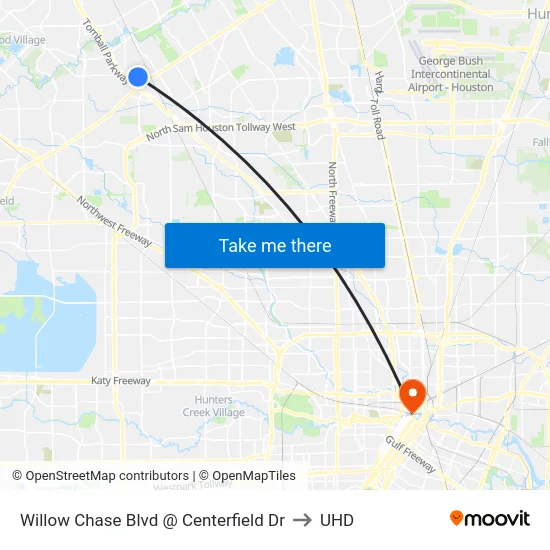 Willow Chase Blvd @ Centerfield Dr to UHD map