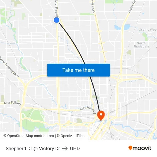 Shepherd Dr @ Victory Dr to UHD map