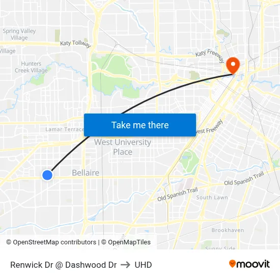 Renwick Dr @ Dashwood Dr to UHD map
