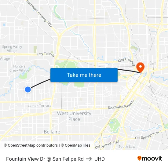 Fountain View Dr @ San Felipe Rd to UHD map