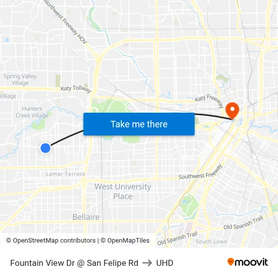Fountain View Dr @ San Felipe Rd to UHD map