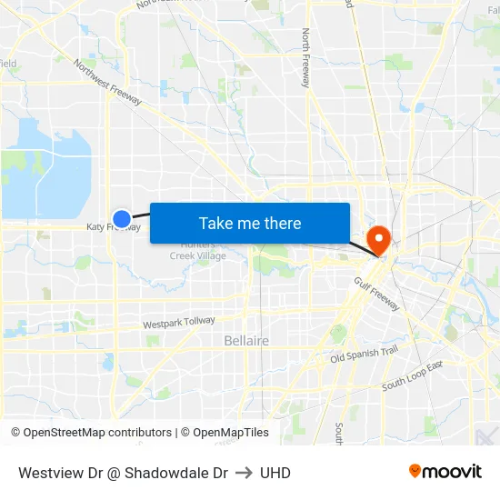 Westview Dr @ Shadowdale Dr to UHD map
