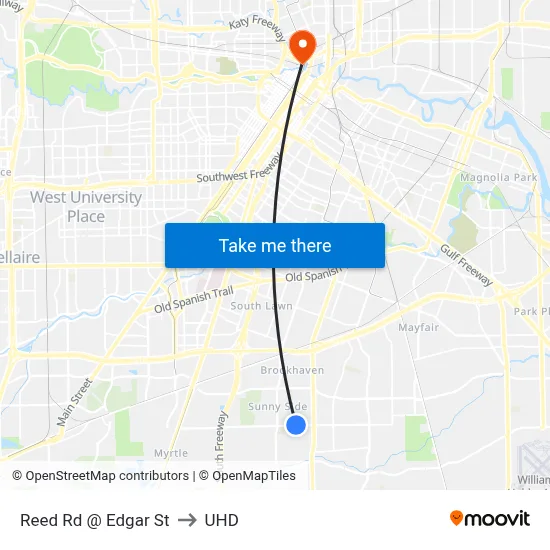 Reed Rd @ Edgar St to UHD map