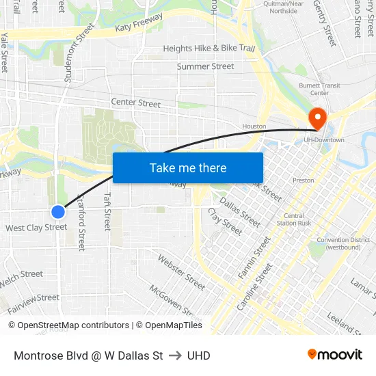 Montrose Blvd @ W Dallas St to UHD map