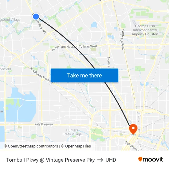 Tomball Pkwy @ Vintage Preserve Pky to UHD map