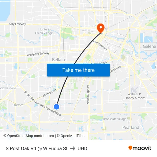 S Post Oak Rd @ W Fuqua St to UHD map
