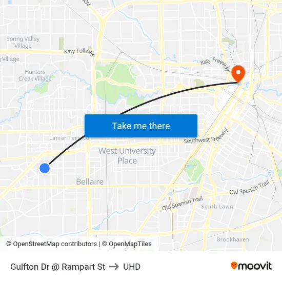 Gulfton Dr @ Rampart St to UHD map