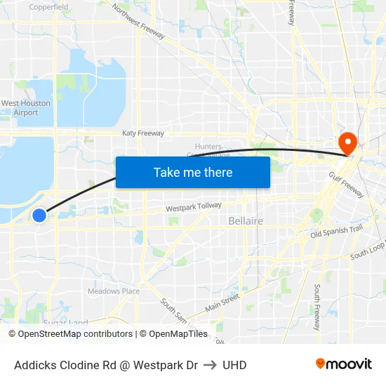 Addicks Clodine Rd @ Westpark Dr to UHD map