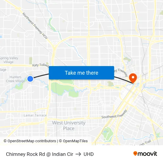 Chimney Rock Rd @ Indian Cir to UHD map