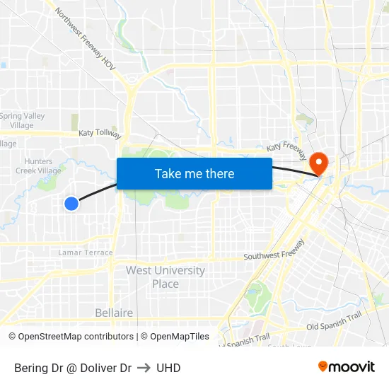 Bering Dr @ Doliver Dr to UHD map