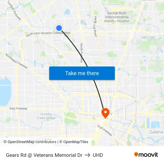 Gears Rd @ Veterans Memorial Dr to UHD map