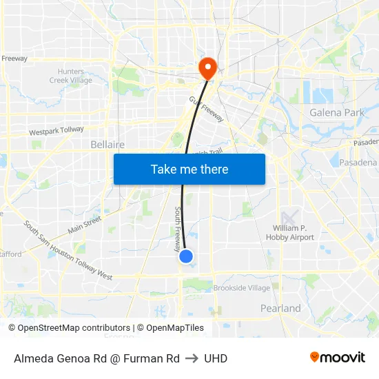 Almeda Genoa Rd @ Furman Rd to UHD map