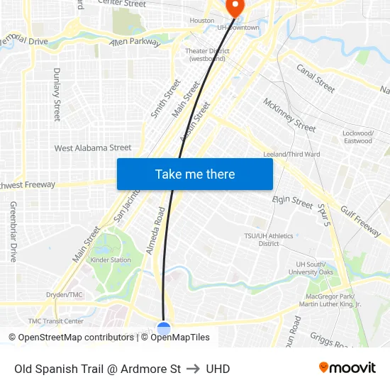 Old Spanish Trail @ Ardmore St to UHD map