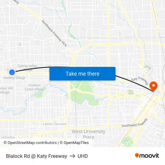 Blalock Rd @ Katy Freeway to UHD map