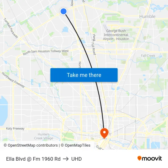 Ella Blvd @ Fm 1960 Rd to UHD map