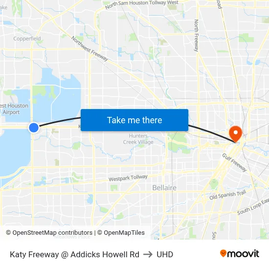Katy Freeway @ Addicks Howell Rd to UHD map