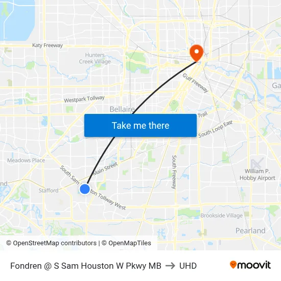 Fondren @ S Sam Houston W Pkwy MB to UHD map