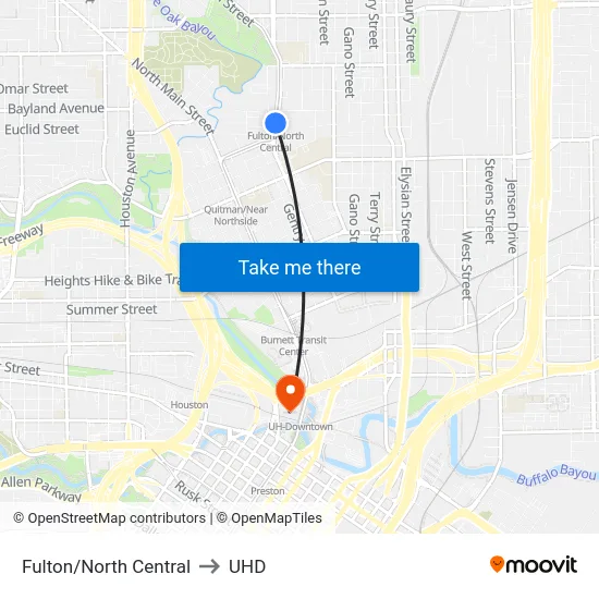 Fulton/North Central to UHD map