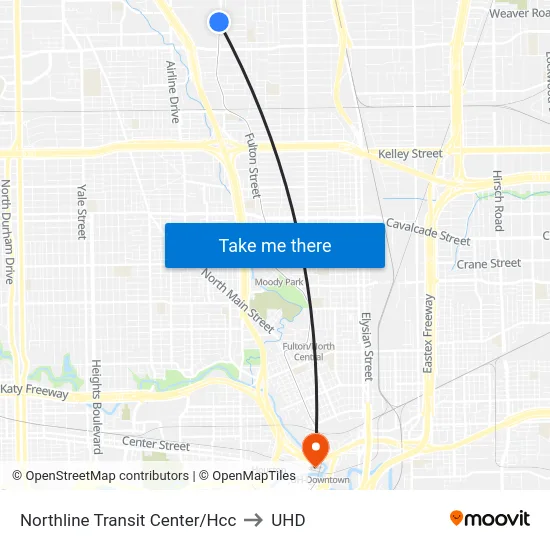 Northline Transit Center/Hcc to UHD map
