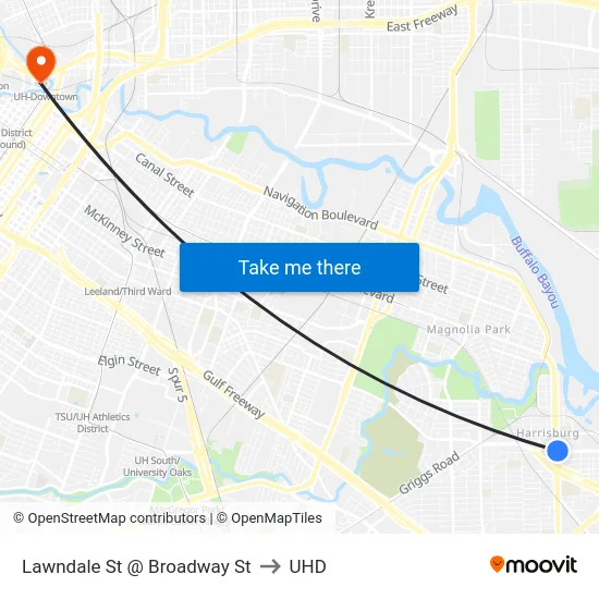 Lawndale St @ Broadway St to UHD map