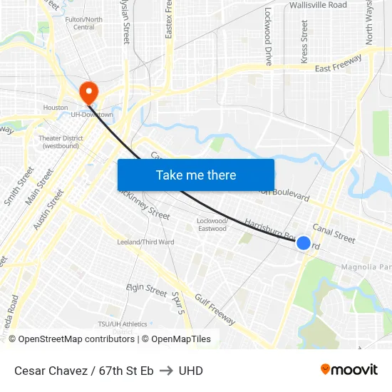 Cesar Chavez / 67th St Eb to UHD map