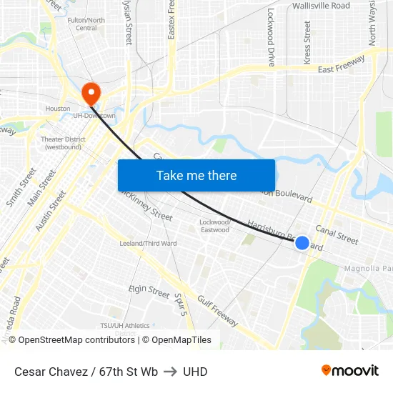 Cesar Chavez / 67th St Wb to UHD map