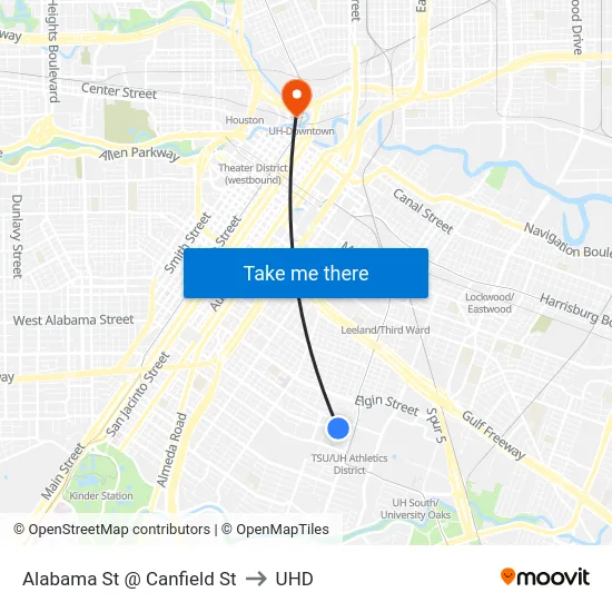 Alabama St @ Canfield St to UHD map