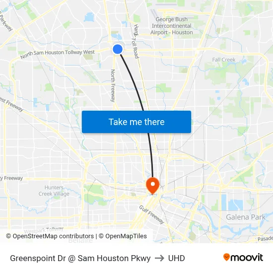 Greenspoint Dr @ Sam Houston Pkwy to UHD map
