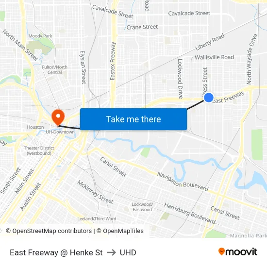 East Freeway @ Henke St to UHD map