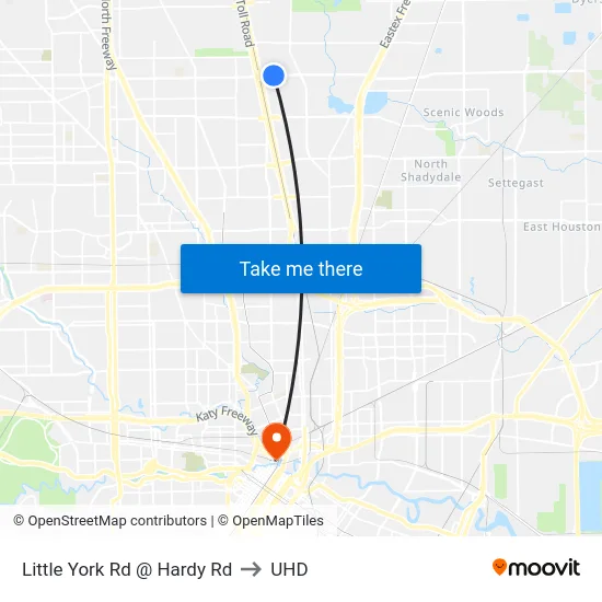 Little York Rd @ Hardy Rd to UHD map