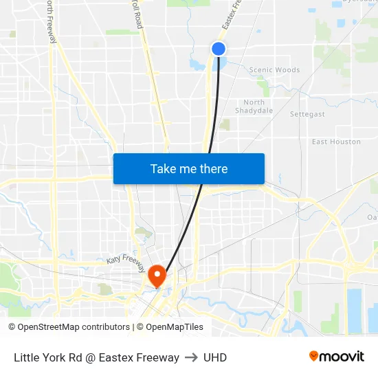 Little York Rd @ Eastex Freeway to UHD map