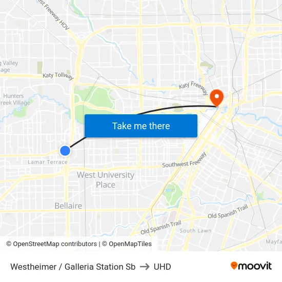 Westheimer / Galleria Station Sb to UHD map