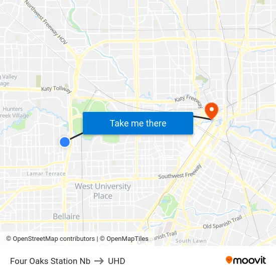 Four Oaks Station Nb to UHD map