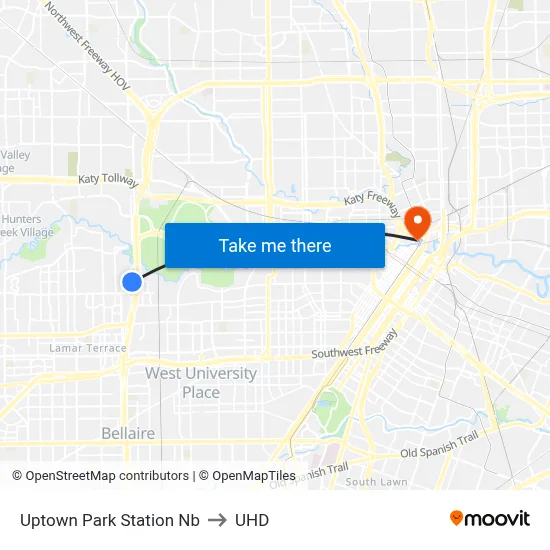 Uptown Park Station Nb to UHD map