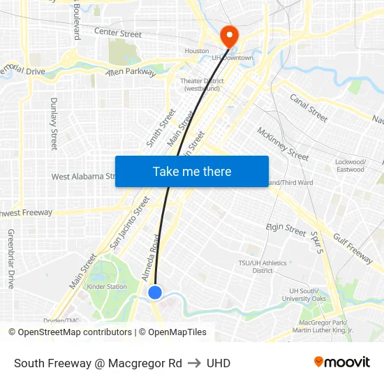 South Freeway @ Macgregor Rd to UHD map